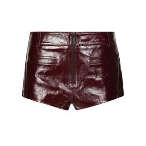 Self-Portrait High-Shine Burgundy Leather Shorts With Tailored Fit - NWT